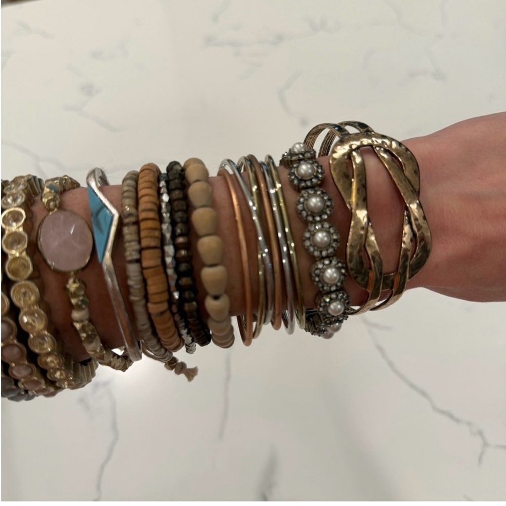 Loft Multi Metal Stack Cuff Bracelets - image 5